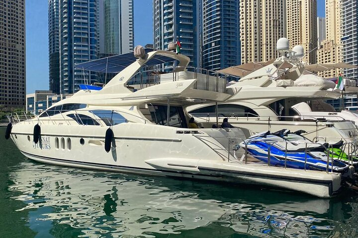 Experience Dubai’s stunning skyline from the luxurious Azimut yacht. Enjoy fishing swimming and breathtaking views of iconic landmarks during this unforgettable 3-hour adventure in the marina.